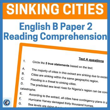 Preview of 'Sinking Cities' Reading Comprehension: IB DP English B HL Paper 2 preparation
