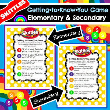 Preview of *Skittles* Getting to Know You Game (Elementary and Secondary Versions)
