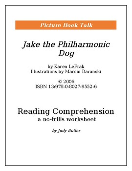 Preview of Jake the Philharmonic Dog: Reading Comprehension