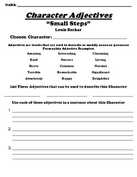Louis Sachar Small Steps Lesson Plans & Worksheets