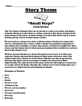 Louis Sachar Small Steps worksheets by Peter D