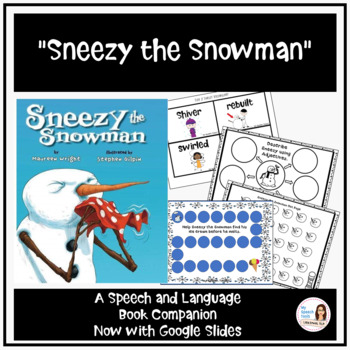 Preview of Sneezy the Snowman Speech Therapy Book Companion + Distance Learning
