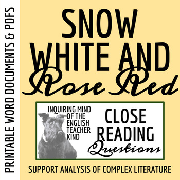 Preview of "Snow White and Rose Red" by the Brothers Grimm Close Reading Worksheet
