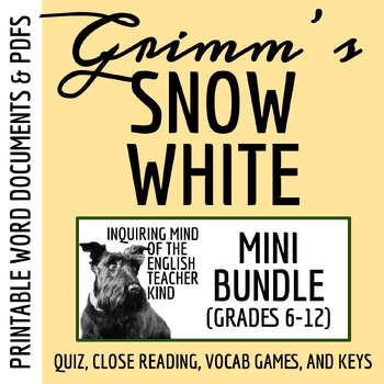 Snow White and the Seven Dwarfs Quiz and Close Reading Bundle - Classful