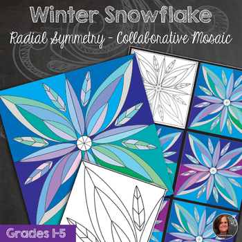 Preview of *Snowflake Winter Mosaic - Radial Symmetry Mosaic - Winter Art Activity