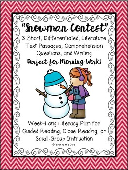 Preview of "Snowman Contest" Literacy Morning Work w/ Text, Comprehension, and Writing