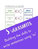 "So" Coordinating Conjunction Cause and Effect Graphic Org