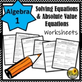⭐Solving Equations & Absolute Value Equations Worksheets⭐Homework