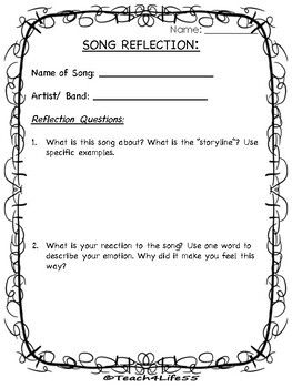 song reflection assignment