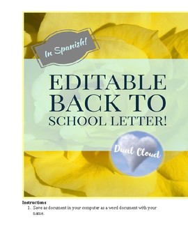 Preview of ~ SPANISH Editable Back to School Letter! ~  Carta para regreso a escuela