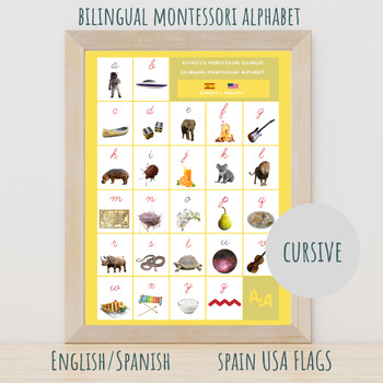 Preview of (Spanish / English) MONTESSORI BILINGUAL ALPHABET (Spain / USA) Cursive