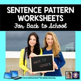 Sentence Patterns Back to School Grammar Worksheets | Prin