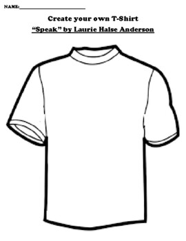 “Speak” by Laurie Halse Anderson T-SHIRT DESIGN WORKSHEET by Pointer ...