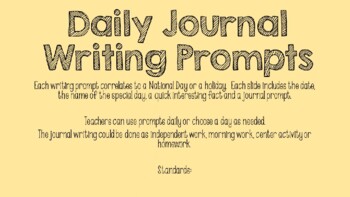 Preview of "Special Days" Daily Journal Prompts - November