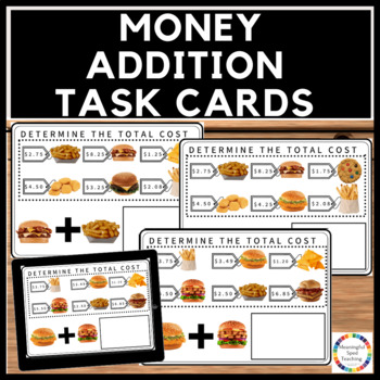 Preview of Special Education Life Skills Money Addition Task Cards