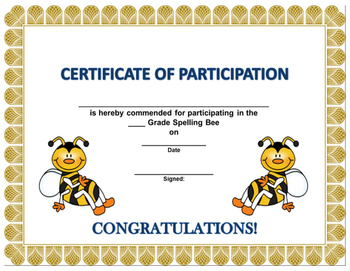 (Spelling Bee Certificates) by LittleTootsies Archive | TpT