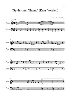 Factura Tacón Recuento Spiderman Theme" (Easy Version - Piano) by Free MusicKey | TPT