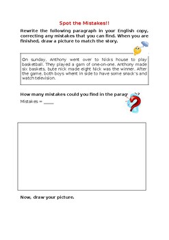 Preview of 'Spot the Mistakes' Differentiated Grammar & Spelling Exercise