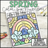  Spring Color By Numbers Addition and Subtraction 3 Digit