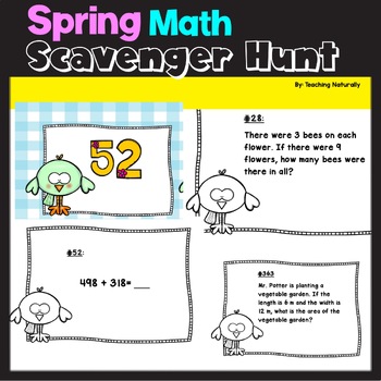 Preview of  Spring Math Activities Word Problem Scavenger Hunt Test Prep