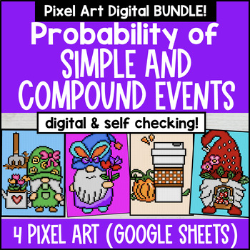 Preview of Probability of Simple and Compound Events Digital Pixel Art BUNDLE