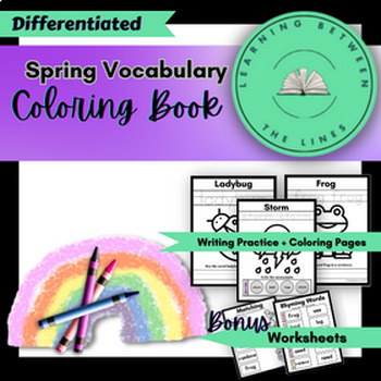 Preview of ✨Spring Vocabulary✨ Coloring Book + Writing Practice 