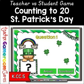 Preview of St. Patrick's Day Counting Shamrocks Teacher vs Student Powerpoint Game