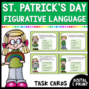 Preview of St. Patrick's Day Figurative Language Task Cards | Digital & Print