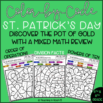 Preview of  St. Patrick's Day Math Review Color-by-Code