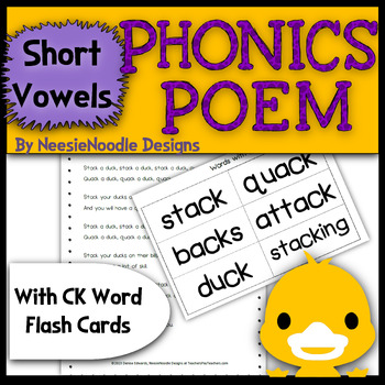Preview of "Stacking Ducks" Poem for Phonics (Short Vowels), Fluency, Poetry Notebooks