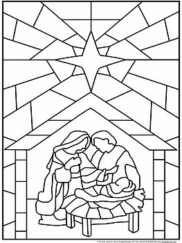 nativity stained glass coloring page