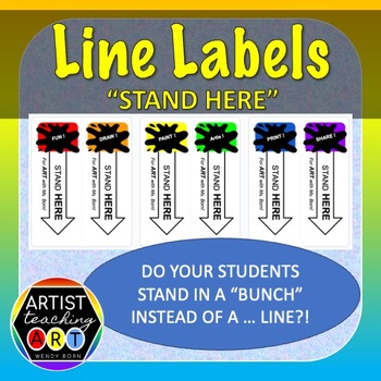Preview of "Stand Here" EDITABLE Line Labels for Art & Other Subjects