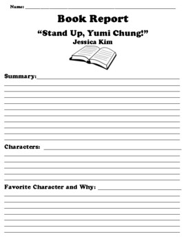 “Stand Up, Yumi Chung!” BOOK REPORT WORKSHEET by Northeast Education