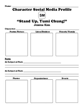“Stand Up, Yumi Chung!” Character Social Media Page Worksheet | TPT