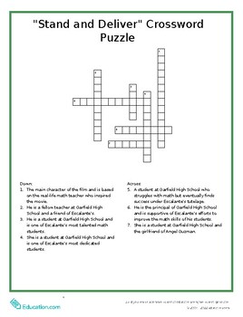 quot Stand and Deliver quot Movie Crossword Puzzle by Oasis EdTech TPT