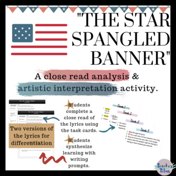 Preview of "Star Spangled Banner" Close Read + Artistic Interpretation Activity