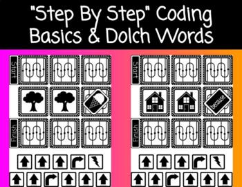 Preview of "Step By Step" Coding Basics & Dolch Words BUNDLE