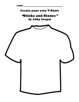 “Sticks and Stones” by Abby Cooper T-SHIRT WORKSHEET by Northeast Education