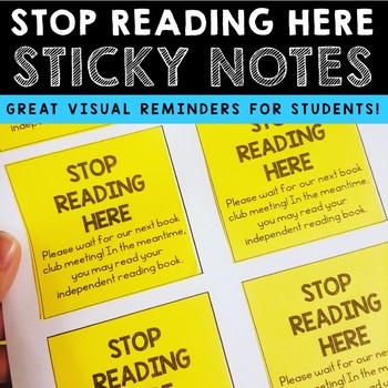 Preview of "Stop Reading Here" Sticky Notes for Book Clubs