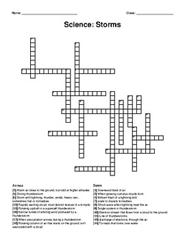 Storms Crossword Puzzle by Ashley Sandridge TPT