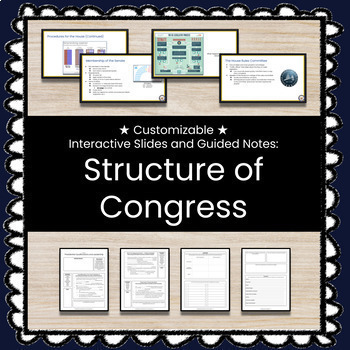 Preview of ★ Structure of Congress ★ Unit w/Slides, Guided Notes, and Test