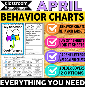 Preview of Behavior Charts Spring April Classroom Management