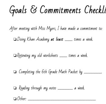 Preview of ✏️ Student Driven Goals 