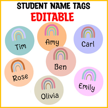 Preview of Student Nametags, Editable Classroom Labels, Book Bin Labels, Round Labels
