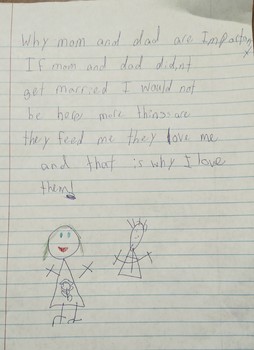 Preview of (Stuff by Kids) Why Mom and Dad are Important Letter