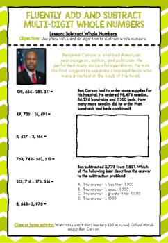 Preview of  Subtract Multi Digit Whole Numbers - Diversity Worksheet