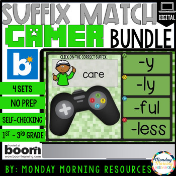 Preview of Suffix Digital Boom Cards™ Gaming Theme Bundle - Literacy Centers