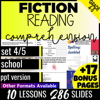 Preview of School Fiction Reading Passages and Comprehension Questions PowerPoints