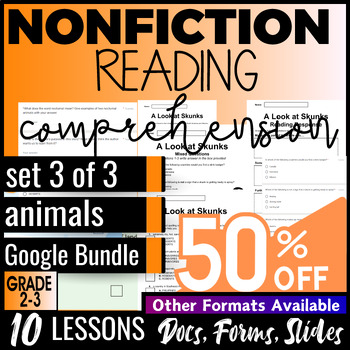 Preview of Animals Nonfiction Reading Comprehension Passages Multiple Choice 2nd 3rd Grade