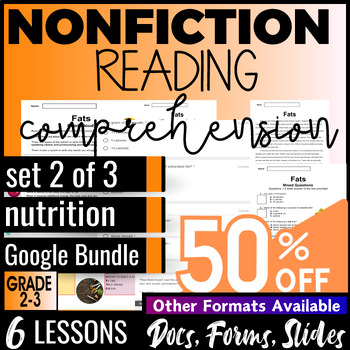 Preview of Nutrition Nonfiction Reading Comprehension Multiple Choice 2nd 3rd Grade